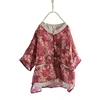 Women Loose Printed Linen Blouse Female Single Breasted Shirt Tops Female Vintage Flax Shirts 2020 Summer 4