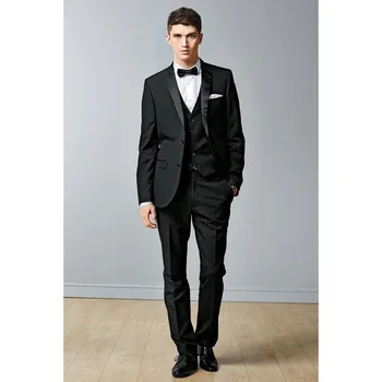 

Custom Made New Black Men Suits Groomsmen Tuxedos Tailored Formal Business Prom 3 Piece Men Suits (Jacket+Vest+Pants) D519