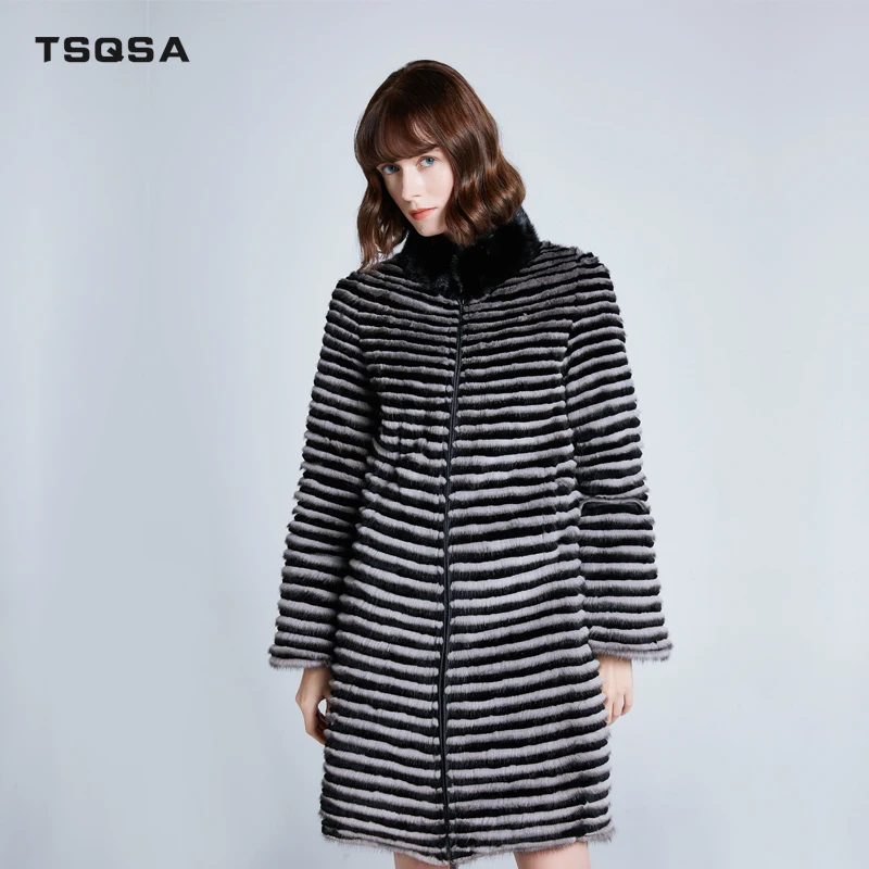 TSQSA 2019 женское Двустороннее пальто из натурального меха Женское кролика модное