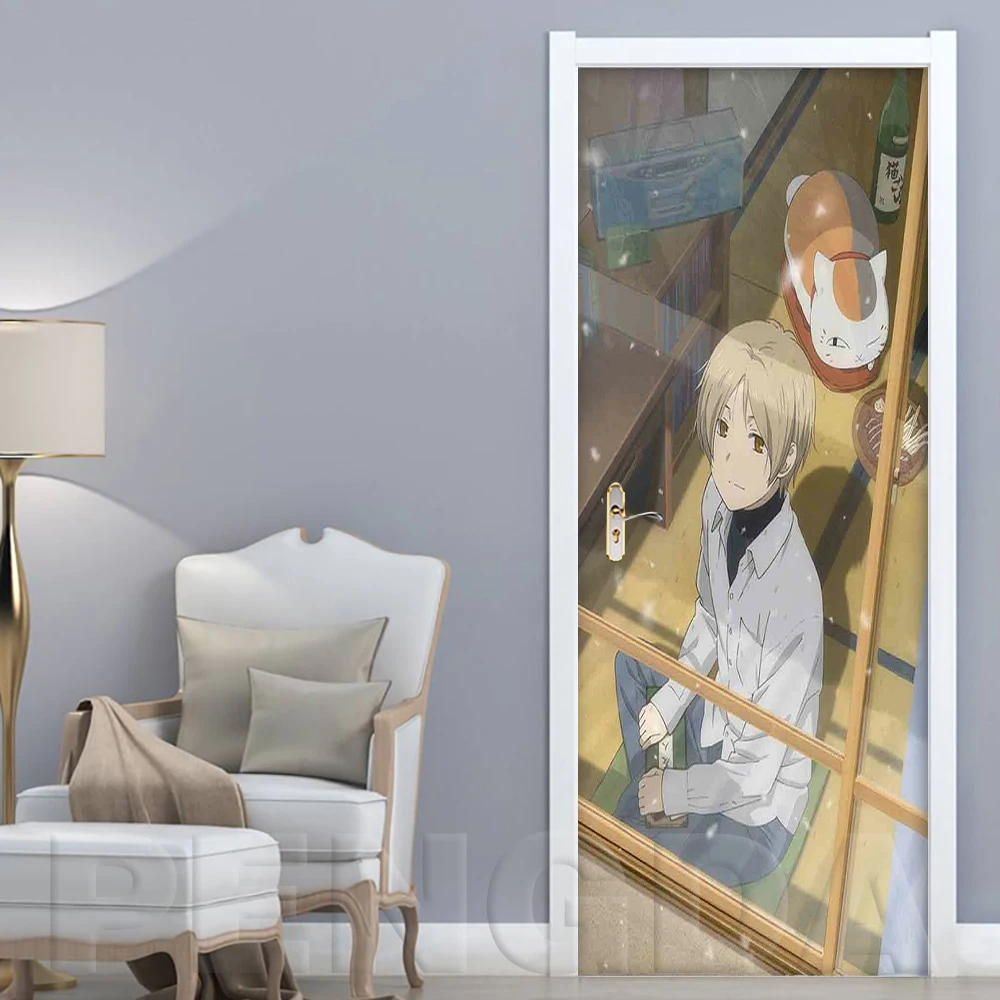 Декоративные наклейки для дома ПВХ водонепроницаемые 2 шт. Natsume's Book of Friends Art 3D печатная наклейка самоклеющаяся Diy Бумага аниме дверь стикер - Цвет: Door YXCV2714-10