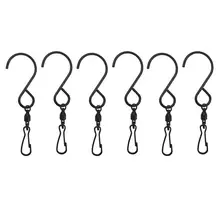 6 шт. 360 градусов вращения Крючки из нержавеющей стали подшипник крюк для ветра колокольчика цветочные корзины(черный