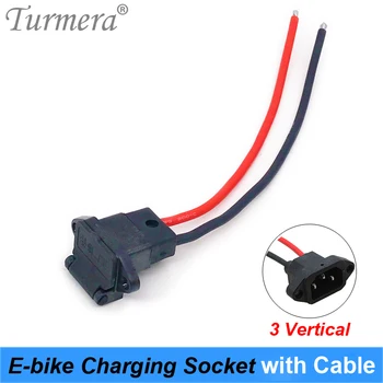 

Turmera E-bike Battery Connector Plug Universal Three Vertical Charging Socket with 12AWG Cable for 36V 48V Electric Vehicle J31