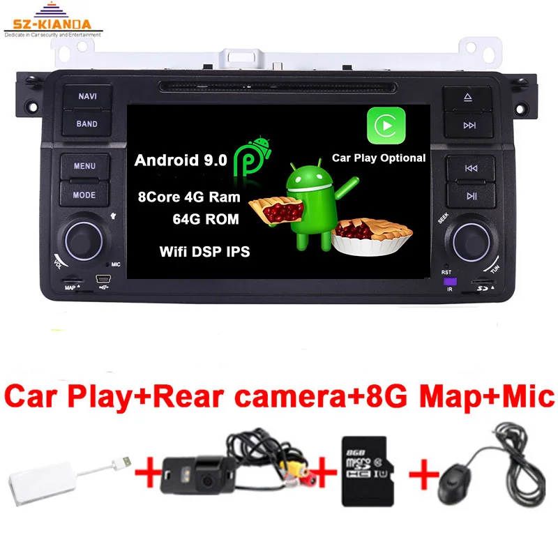 Заводская цена 2 Din Android 9,0 автомобильный DVD gps Navi для BMW E46 M3 Wifi 3g Bluetooth Радио RDS USB SD рулевое колесо камера - Цвет: Car Play 8 Core