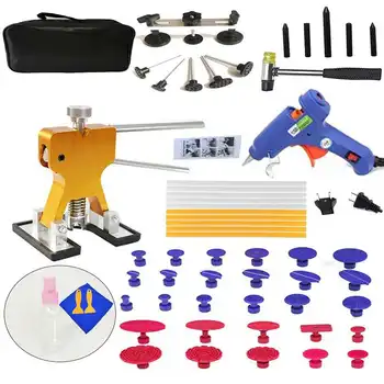 

57pcs/Set Metal Painless Dent Repair Dent Lifter-Glue Puller Tab 20W Glue Machine Hail Removal Paintless Car Dent Repair Tools K
