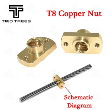 

2Pcs Brass T8x8mm Flange Lead Screw Nut Pitch 8mm Lead 8mm 3D Printer Accessories for CNC 3D Printer Parts T8 nut for CNC Parts