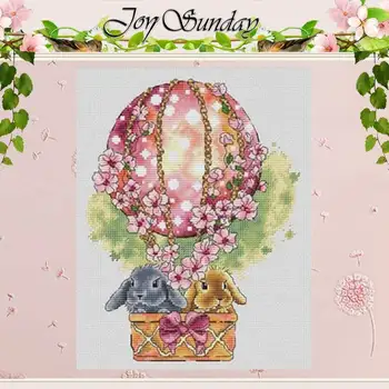 

Rabbit and hot air balloon patterns counted 11CT 14CT 18CT Cross Stitch Sets DIY Chinese Cross-stitch Kits Embroidery Needlework