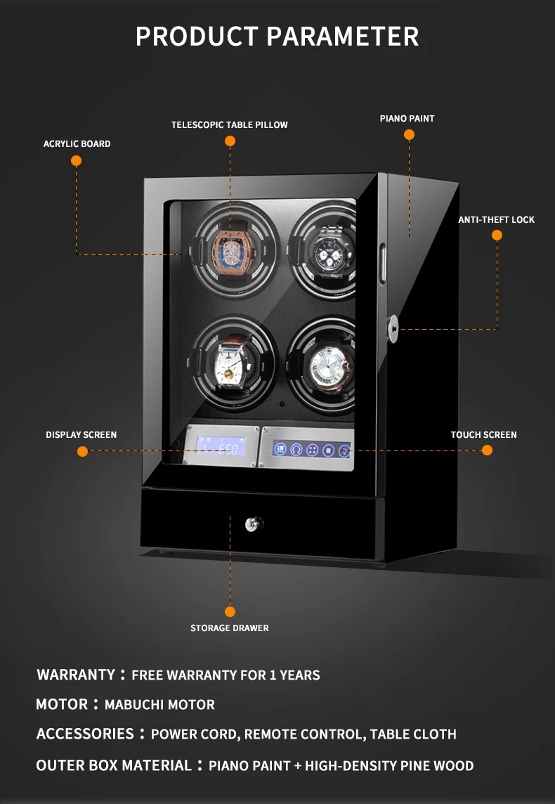 H0b8fb723713c4d4e9ba52e90dd5f737cU Automatic Watch Winder 6 Slot Watches Safe Box Drawer Store Jewelry Quiet Japanese Mabuchi Motor Watch Storage Winding Boxes