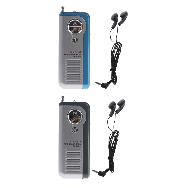 

Mini Portable Auto Scan FM Radio Receiver Clip With Flashlight Earphone DK-8809