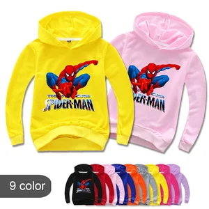 Children Cartoon Spiderman Print Hoodies Kids Boy Girl Top Tee Sweatshirts Coat Teenager Long Sleeve T Shirt Baby Costumes 2-15T