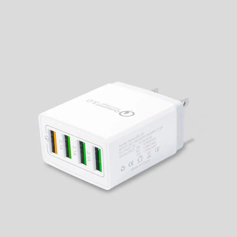 Group Vertical 4 порта Быстрая зарядка QC 3,0 usb-хаб настенное зарядное устройство адаптер питания спиннинг ручка r60 - Цвет: White US PLUG