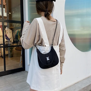 

Fashion Shoulder Bag For Women 2020 Solid Color Designer Female Underarm Bag Nylon Chain Crossbody Bags Women Handbag