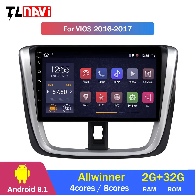 Best 10.1 inch for 2014-2016 2017 TOYOTA VIOS Yaris Android 8.1 GPS Head Unit Car Multimedia Player with Bluetooth WIFI 1