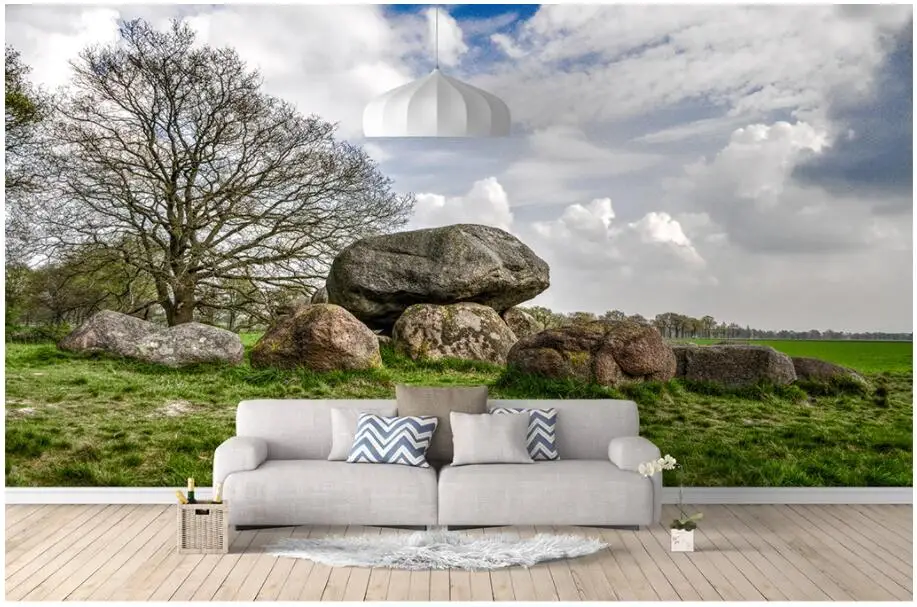 

Custom mural 3d photo wallpaper European-style stone pile forest green landscape living room wallpaper for walls 3 d in rolls
