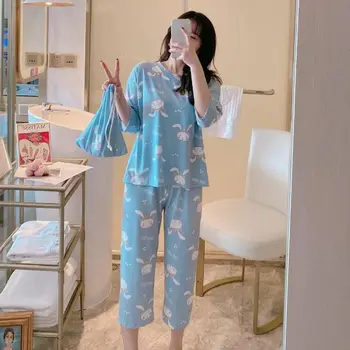 

Women's Home Suit Three Quarter Sleeves Cute Cartoon Home Wear Loose Casual Home Custome