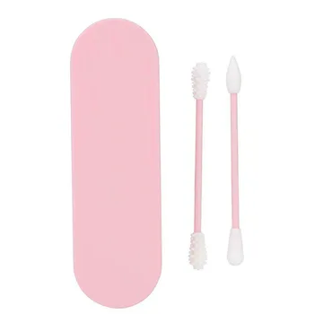 

Reusable Double-Headed Silicone Cotton Swab Ear Easy To Clean Bud Stick Pink Cosmetic Silicone Swabs Stick