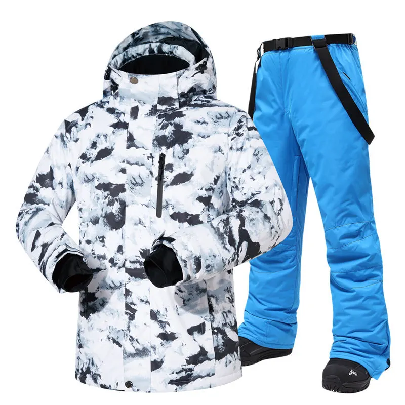 30 температурный лыжный костюм для мужчин, брендовая зимняя уличная ветрозащитная Водонепроницаемая теплая зимняя куртка и штаны, лыжная куртка для сноуборда для мужчин