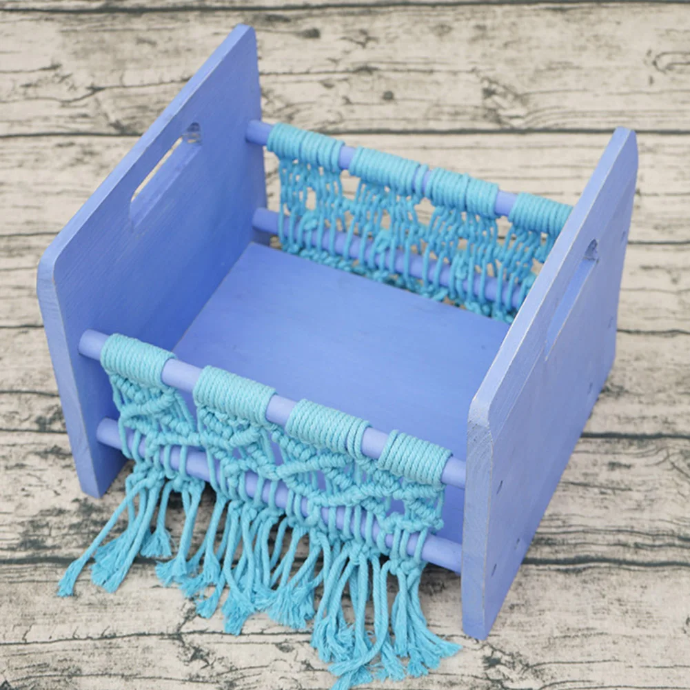 

Home Newborn Bed Baby Woven Rope Posing Small Decoration Studio Cot Photography Prop Sofa Background Wooden Retro