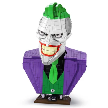 

2020 MOC Evil Joker Bust Sculpture Decoration Super Hero Mech Robot Armor Model Building Blocks Sets Kids Technical Movies