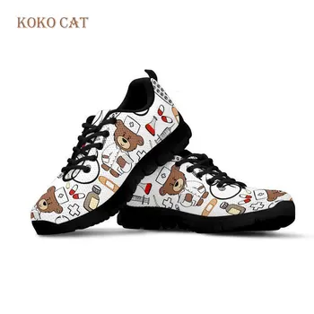 

Custom Spring Autumn Mesh Sneakers Women Heart Nurse Flats Running Shoes Printing for Work Comfortable Big Girl Black Zapatillas