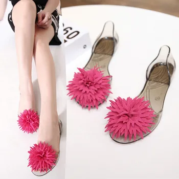 

2020 new flower transparent flat wild fish mouth beach jelly sandals women