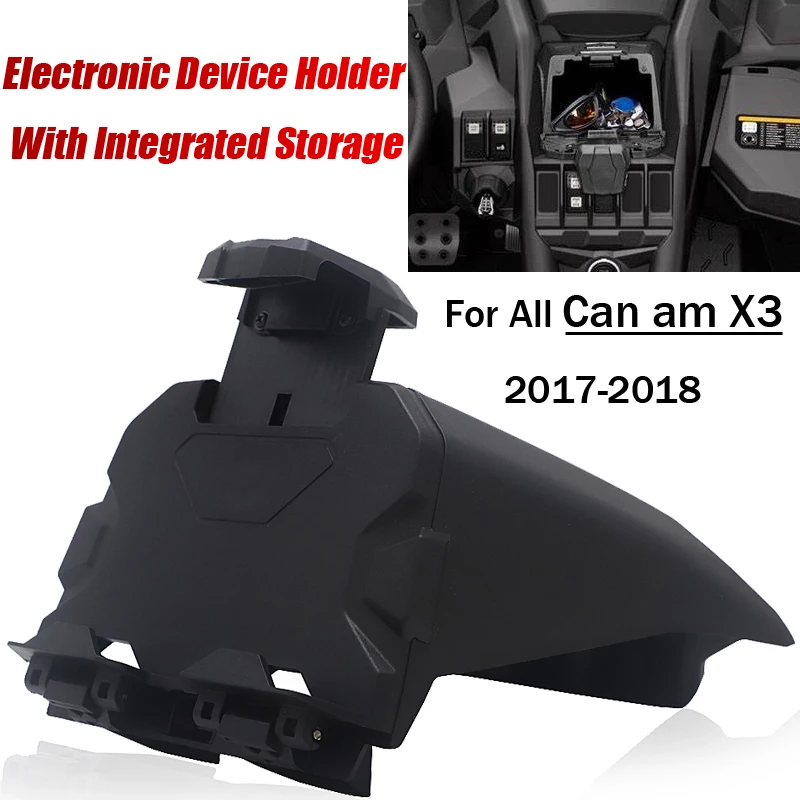 

Black Electronic Device Holder With Integrated Storage For 2017-2018 Can Am Maverick X3 Models
