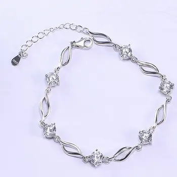 

Ice River Genuine 925 Sterling Silver Geometrical Design Girl Bracelets Chain Adjustable 16-19cm Fashion Jewelry Festival Gifts