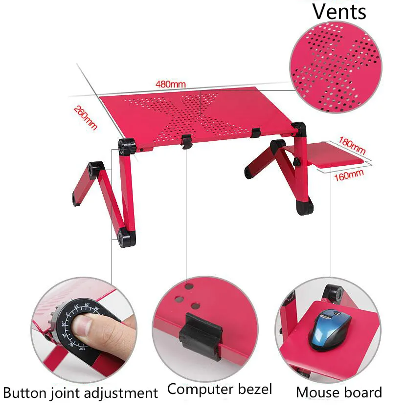 Эргономичная Портативная подставка для ноутбука, ноутбука, ноутбука с ковриком для мыши большого размера алюминиевый стол для ноутбука