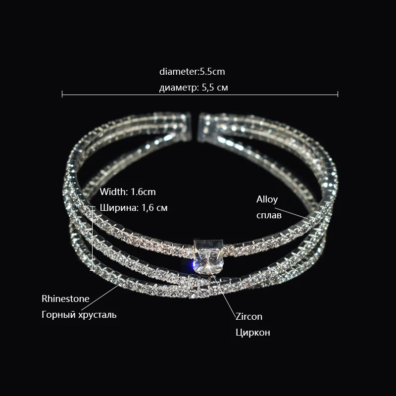 Cubic Zircon Cuff Bangle silver Golden Plated Crystal Women's Bracelets and Bangles Wedding Bangles Bridal Jewelry Gifts 5
