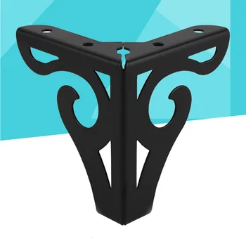 

4 Pcs 10x9cm Metal Sofa Support Feet Hollow-out TV Cabinet Iron Legs Furniture Accessories (Black)