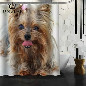 

Best Nice Shower Curtain Yorkshire Terrier Dogs Bath Curtain Waterproof Fabric for Bathroom Custom Made Cortina De Ducha SC1058