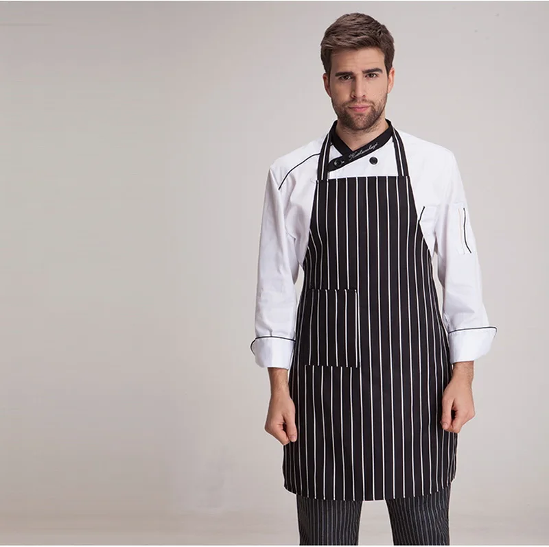 Wholesale unisex Half-length Adult Apron Striped Hotel Restaurant Chef Waiter Apron Kitchen Cook Adjustable waterproof Apron new