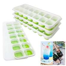 14 bandejas do cubo de gelo das grades silicone fácil-liberação e fabricante flexível do cubo de gelo com tampa removível resistente ao derramamento bpa livre para o vinho