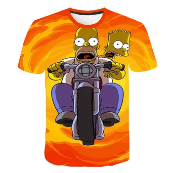 

2019 3D printed No electricity Simpson children's T-shirt summer boys and girls fashion cartoon children's short sleeves