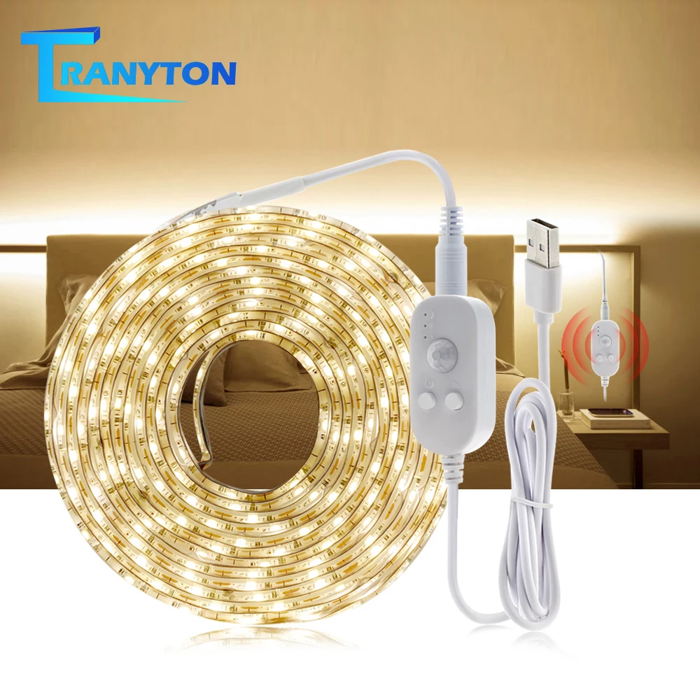 DC5V лампа USB PIR Motion светодиодный подсветильник ка TV кухонная полоска белый теплый