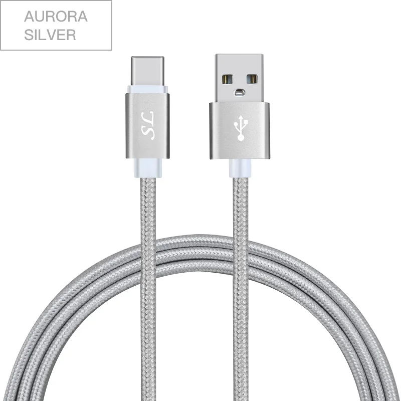 10 шт./лот usb type-C кабель 1 м 1,5 м 2 м плетеный кабель для быстрой зарядки для samsung S10 huawei P30 Xiaomi для устройств usb type-C - Цвет: Silver