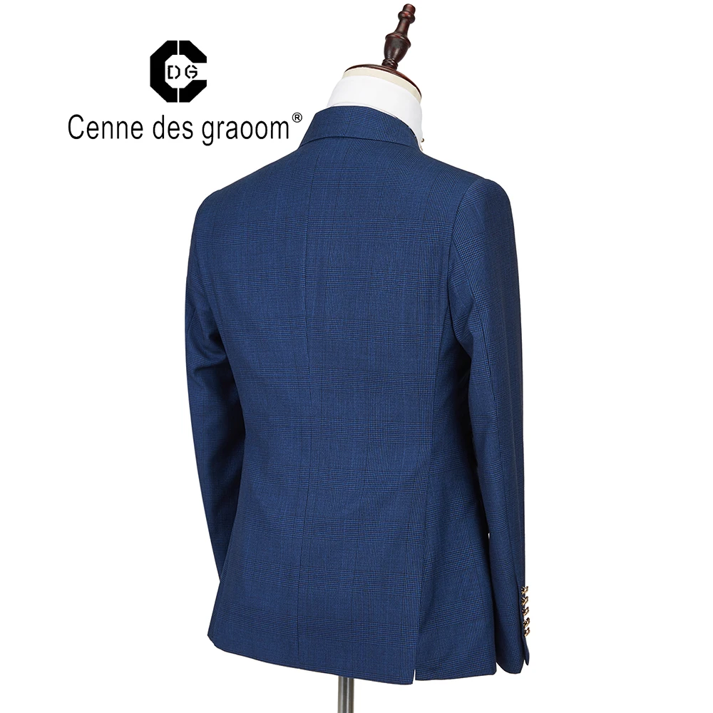 Новинка 2020 мужской костюм Cenne Des Graoom клетчатый двубортный из двух предметов