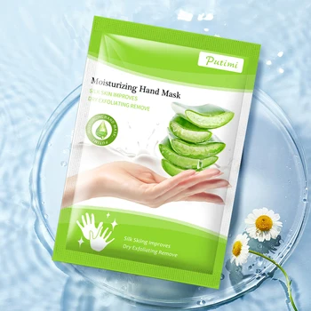 

PUTIMI 2pack Aloe Exfoliating Hand Mask Moisturizing Spa Gloves Wax Peel Whitening Hand Cream Hand Scrub Remove Dead Skin Care
