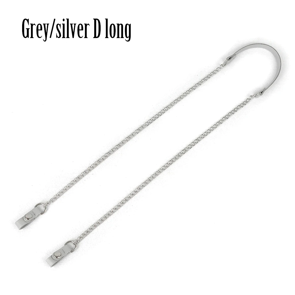 grey silver long Tanqu O сумка длинная короткая серая прослойка металлическая D Пряжка Кожа PU Зажим закрытие плеча цепь ремень для Obag карманная сумка - Цвет: grey silver long