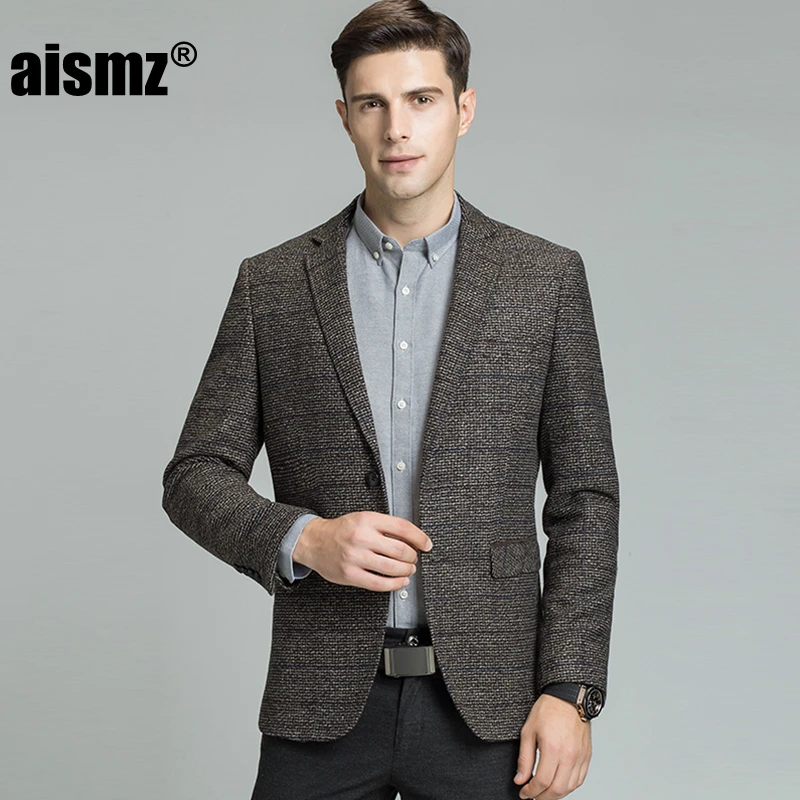 Aismz, деловой повседневный мужской блейзер, Casaco Masculino Hombre, приталенный, Осень-зима, шерсть, мужские блейзеры, пиджак, Vete, мужские, t Homme