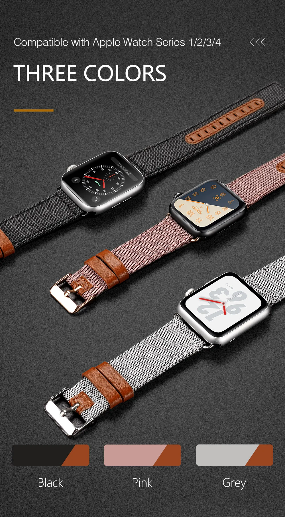 DUX DUCIS PU кожаный ремешок для часов Apple Watch Series 4 3 2 1 тканевый Повседневный ремешок Пряжка для Apple Watch 4 44 40 42 38 мм