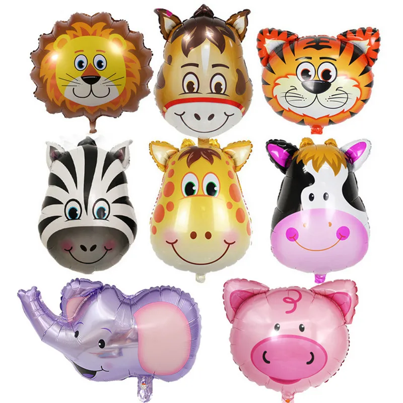 

1pc jungle party cartoon animal head aluminum film balloon lion tiger children's toy baby shower decoration