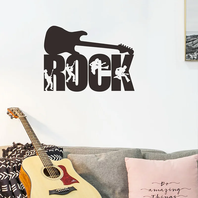 Наклейки на стену английском языке Guitar rock музыкального класса гостиная спальня