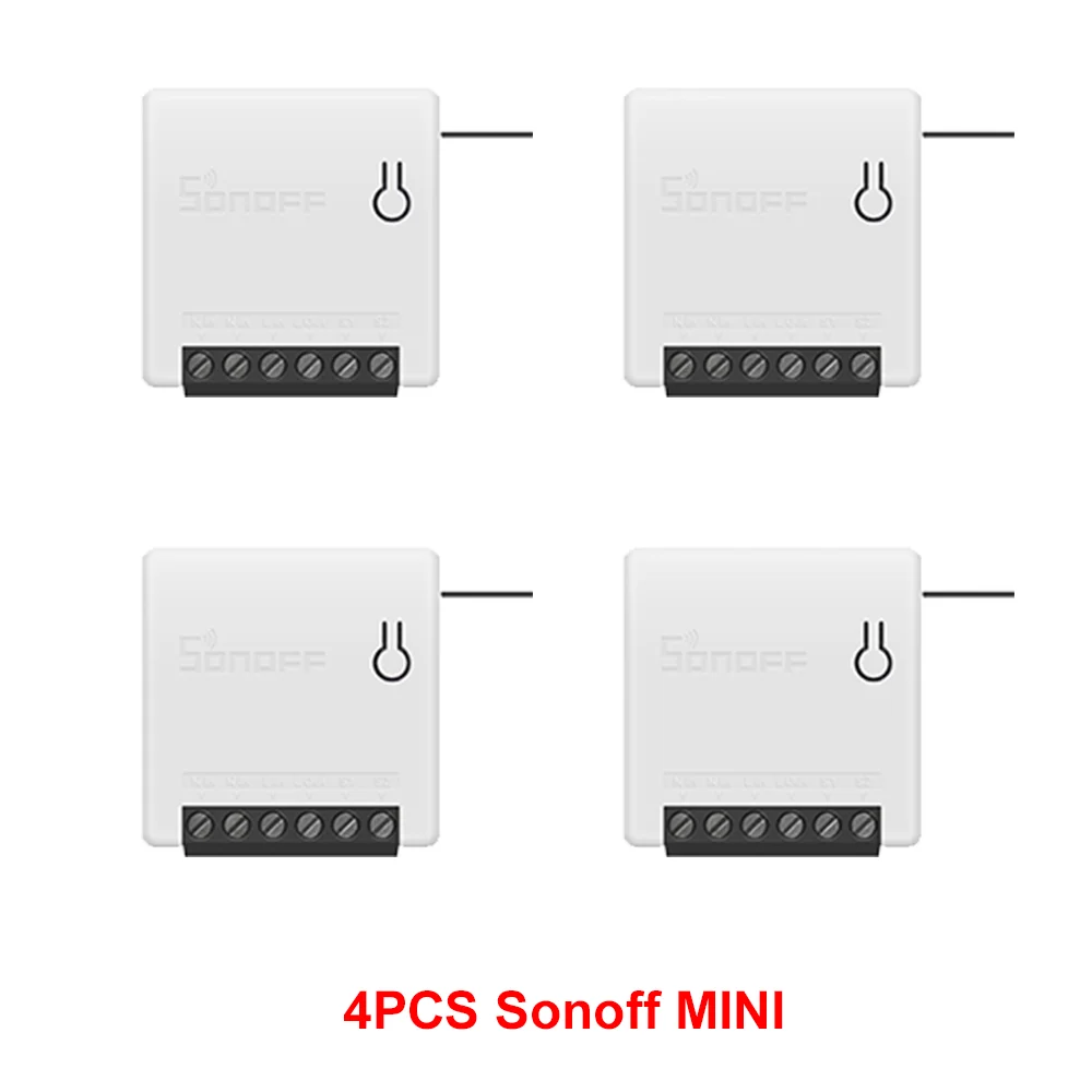 4PCS Sonoff MINI Itead 2/4/8 шт. Sonoff Мини DIY Смарт небольшой пульт дистанционного Управление переключатель Wi-Fi Поддержка внешний переключатель работы с Alexa Google Home - Комплект: 4PCS Sonoff MINI