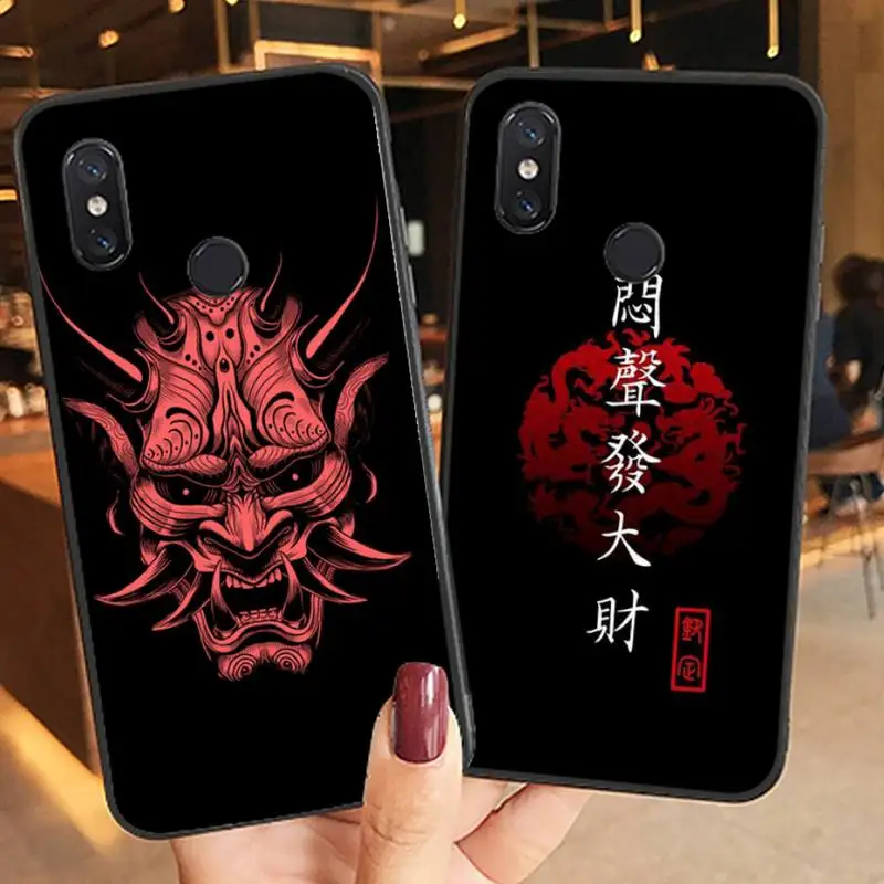 Японская Маска самурая oni мягкий чехол для телефона Xiaomi Redmi 4x5 plus 6A 7 7A 8 mi8 8lite 9 note 4 5