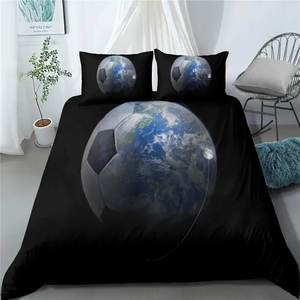 

Soccer Queen King size Boy Gift Bed Sets Bedding Sets 3D Football Sport Series Duvet Cover Soft Quilt Cover Pillowcases