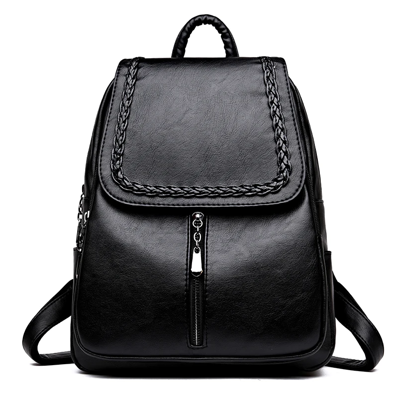 

2019 simple luxury ladies backpack zipper and buckle solid school backpack youth computer travel backpack multi-function bag