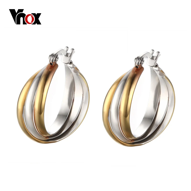 Vnox уникальные металлические серьги обруч для женщин из нержавеющей стали не