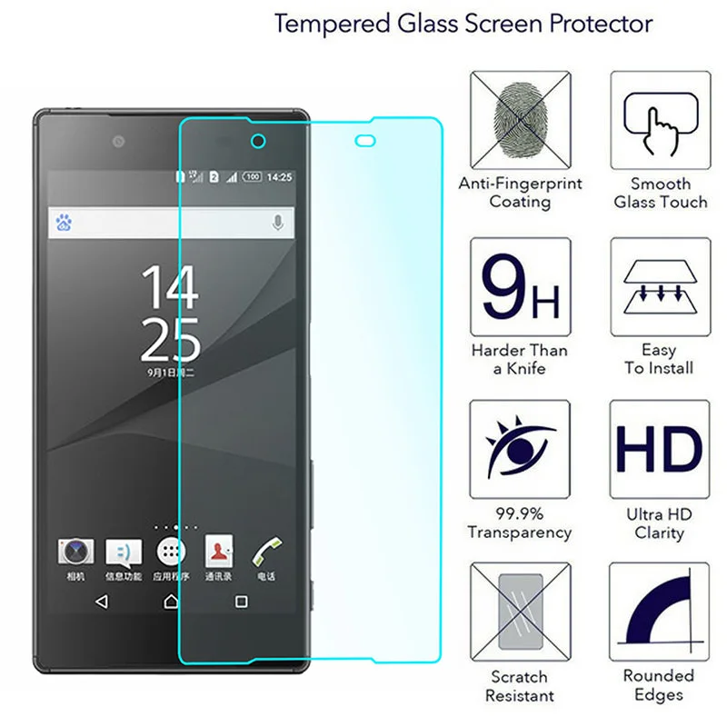 

2.5D 9H Tempered Glass Screen Protector for Sony Xperia X Performance XZ XZ1 Compact XZ2 XP XA HD Screen Protective Glass Film