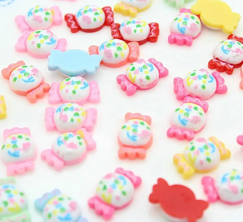 

120pcs pack Candy Resin - mix color 20mmx13mm