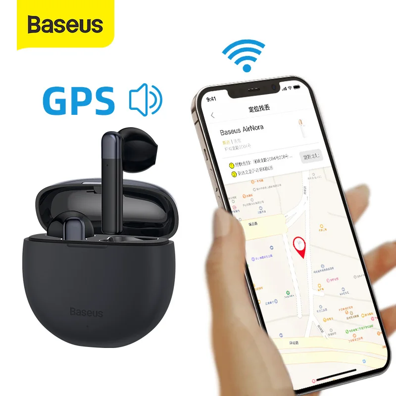 Baseus AirNora TWS Bluetooth Headphones Wireless Headset Anti-lost APP GPS Function Bluetooth 5.0 Earphones IPX4 Touch Control